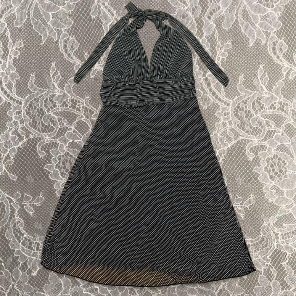 Forever 21 Black and White Striped Backless Dress